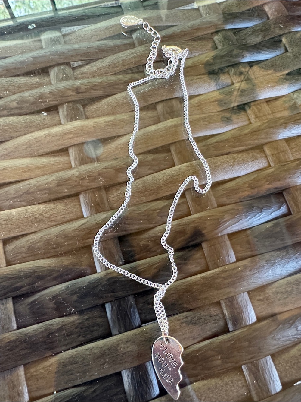Silver Heart-Shaped Pendant Necklace - I LOVE YOU